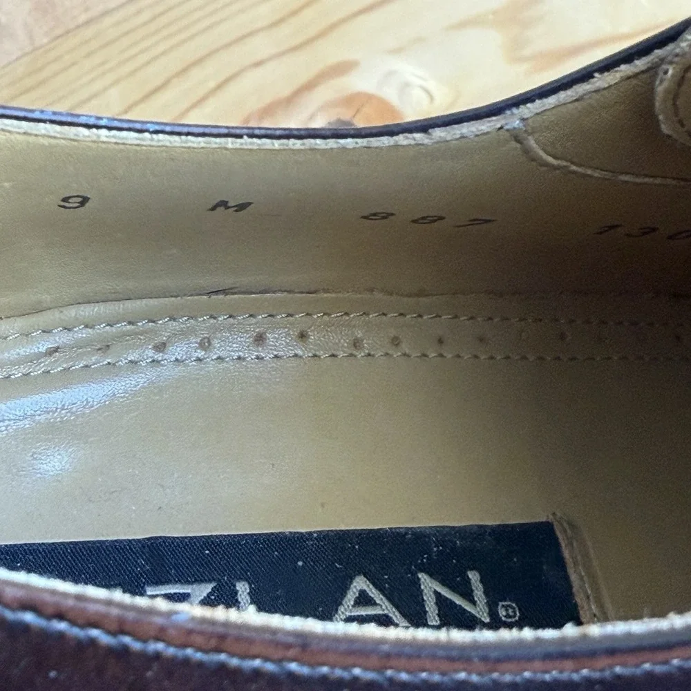 Mezlan Dress Shoes 9M Dark Brown Leather‎ Oxford Apron Square Toe Derby *Scuffs*